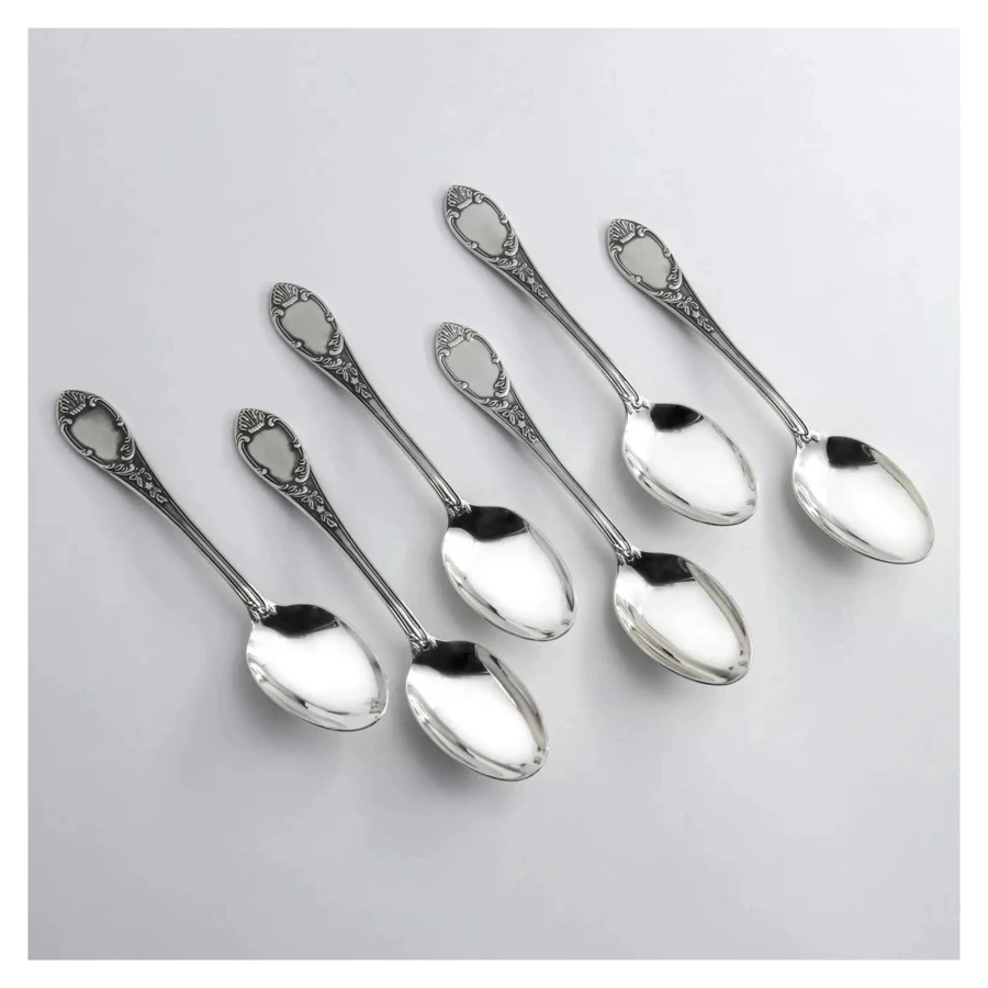 Набор кофейный в футляре АргентА серебро 925 и Фарфор Охотничьи 349,95 г, 12 предметов, серебро 925