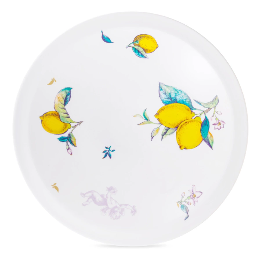 Ваза для фруктов ИФЗ Молодежная Лимоны 26х16,2 см, фарфор твердый