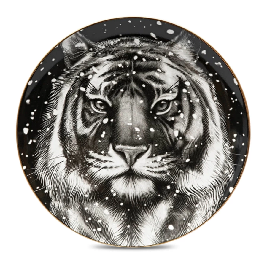 Тарелка декоративная ИФЗ Эллипс-2 Тотем. Тигр 30 см. фарфор твердый, п/к