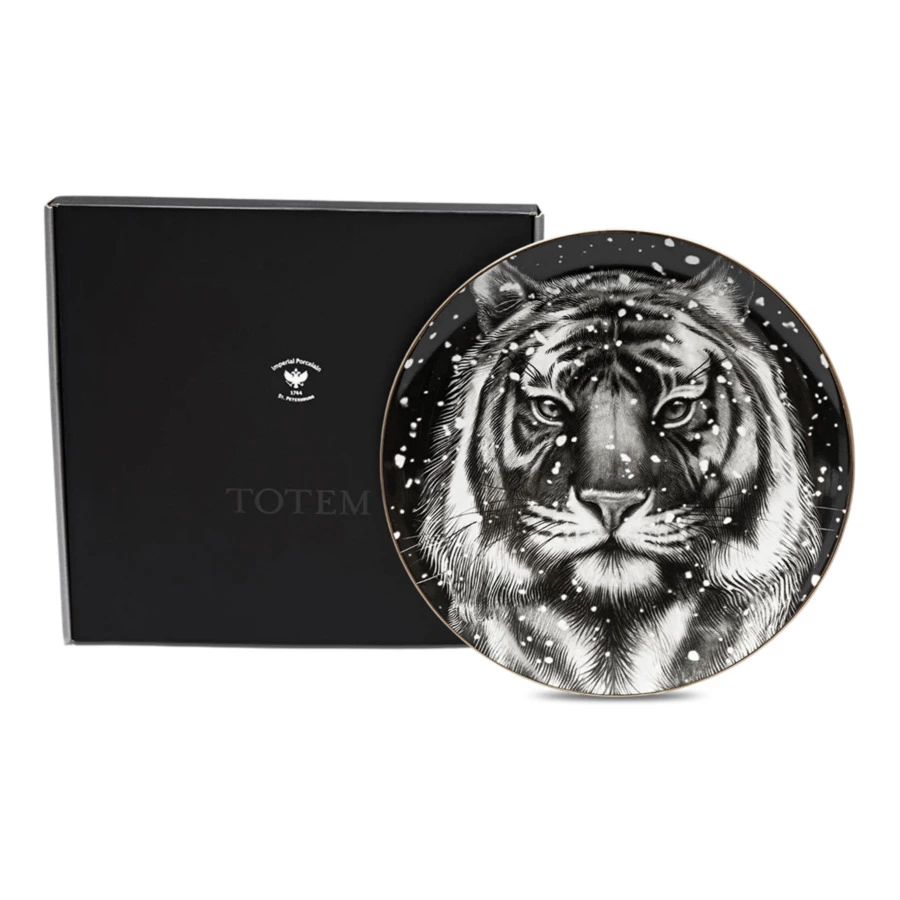 Тарелка декоративная ИФЗ Эллипс-2 Тотем. Тигр 30 см. фарфор твердый, п/к