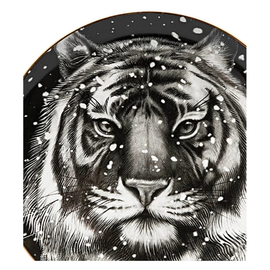Тарелка декоративная ИФЗ Эллипс-2 Тотем. Тигр 30 см. фарфор твердый, п/к