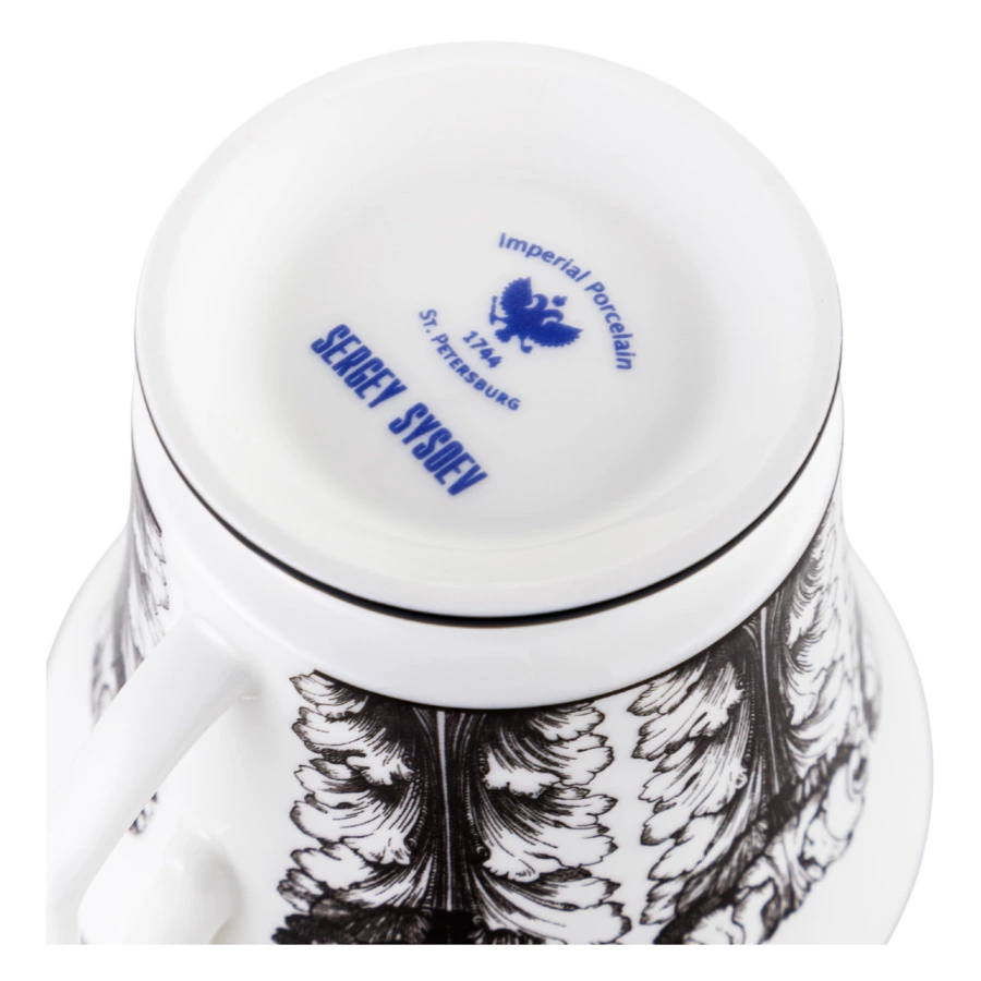 Чашка чайная с блюдцем ИФЗ Юлия Сысоев. Волшебный сад IV 210 мл, фарфор костяной, п/к