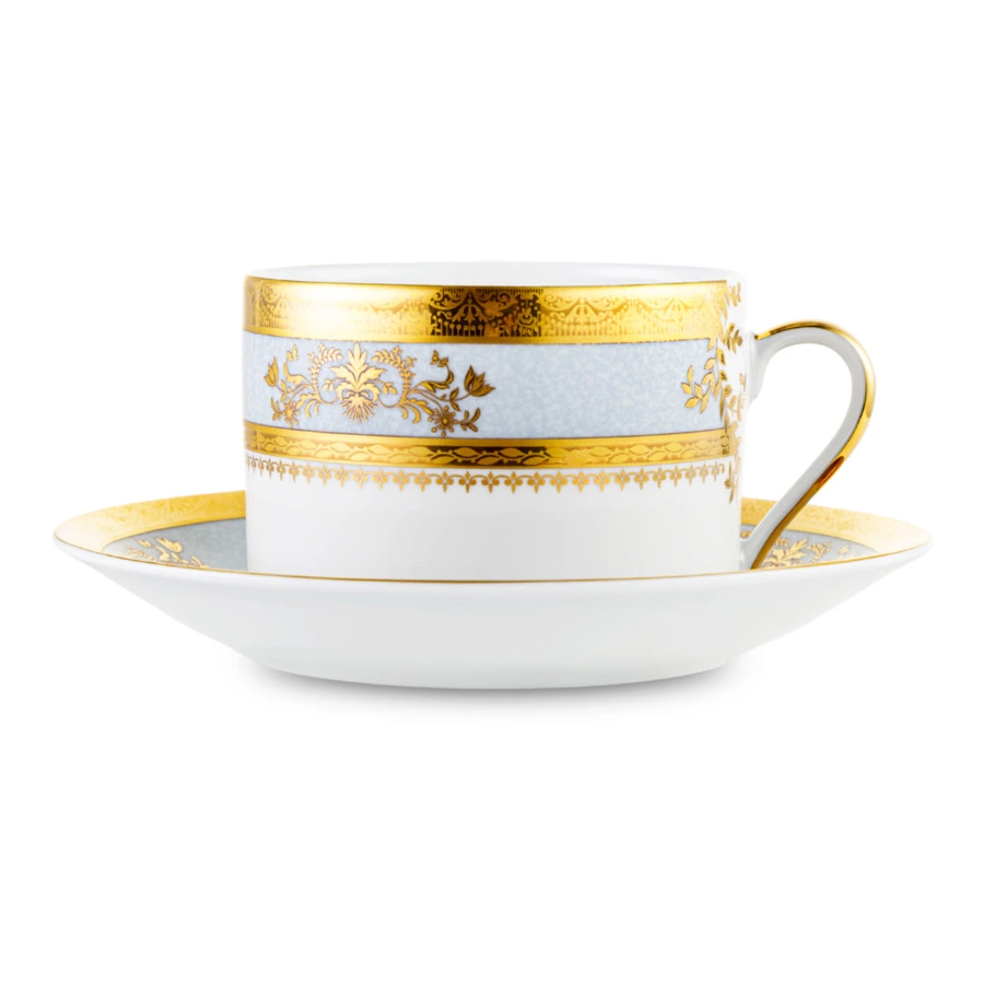 Чашка с блюдцем для завтрака ИФЗ Richelieu Orsay gris Ciel 300 мл, фарфорт твердый