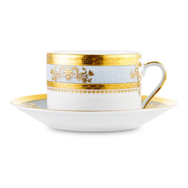 Чашка с блюдцем для завтрака ИФЗ Richelieu Orsay gris Ciel 300 мл, фарфорт твердый