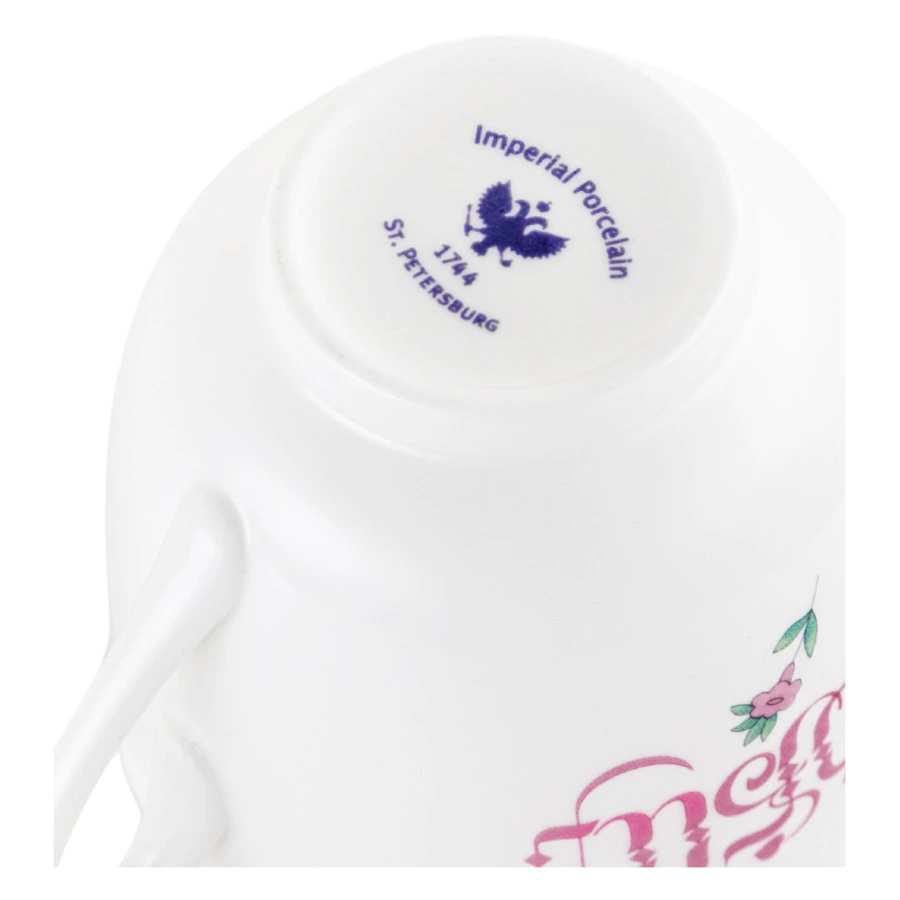 Чашка кофейная с блюдцем ИФЗ Ландыш Люби 180 мл, фарфорт костяной