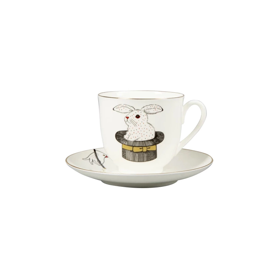 Чашка кофейная с блюдцем ИФЗ Ландыш Фокус Счастье 180 мл, фарфор костяной