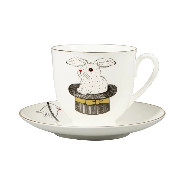 Чашка кофейная с блюдцем ИФЗ Ландыш Фокус Счастье 180 мл, фарфор костяной