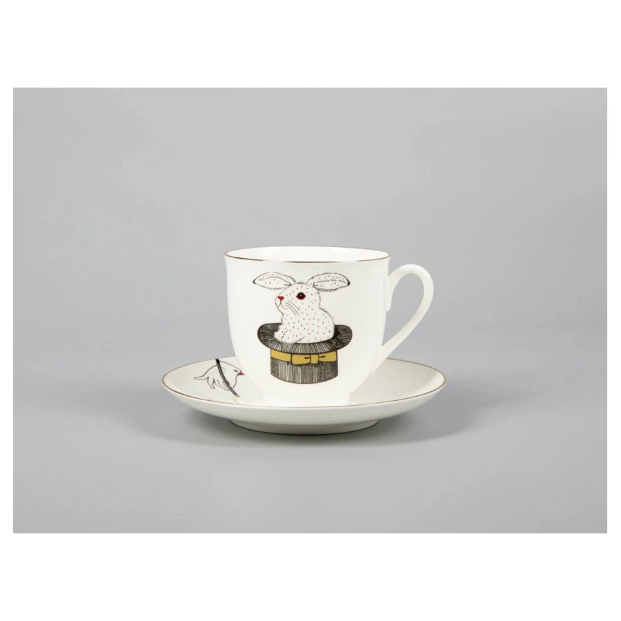 Чашка кофейная с блюдцем ИФЗ Ландыш Фокус Счастье 180 мл, фарфор костяной