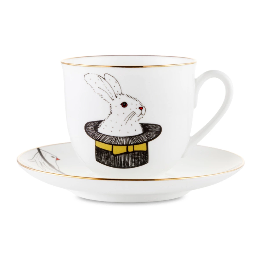 Чашка кофейная с блюдцем ИФЗ Ландыш Фокус Удача 180 мл, фарфор костяной