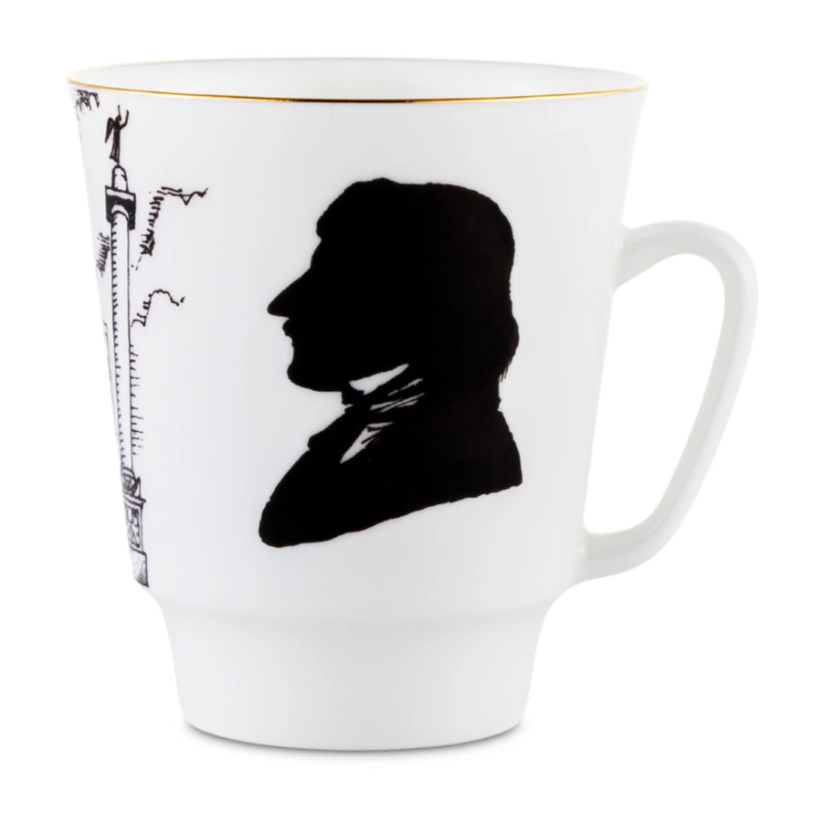 Чашка кофейная с блюдцем ИФЗ Майская Русские писатели Гоголь 165 мл, фарфор костяной