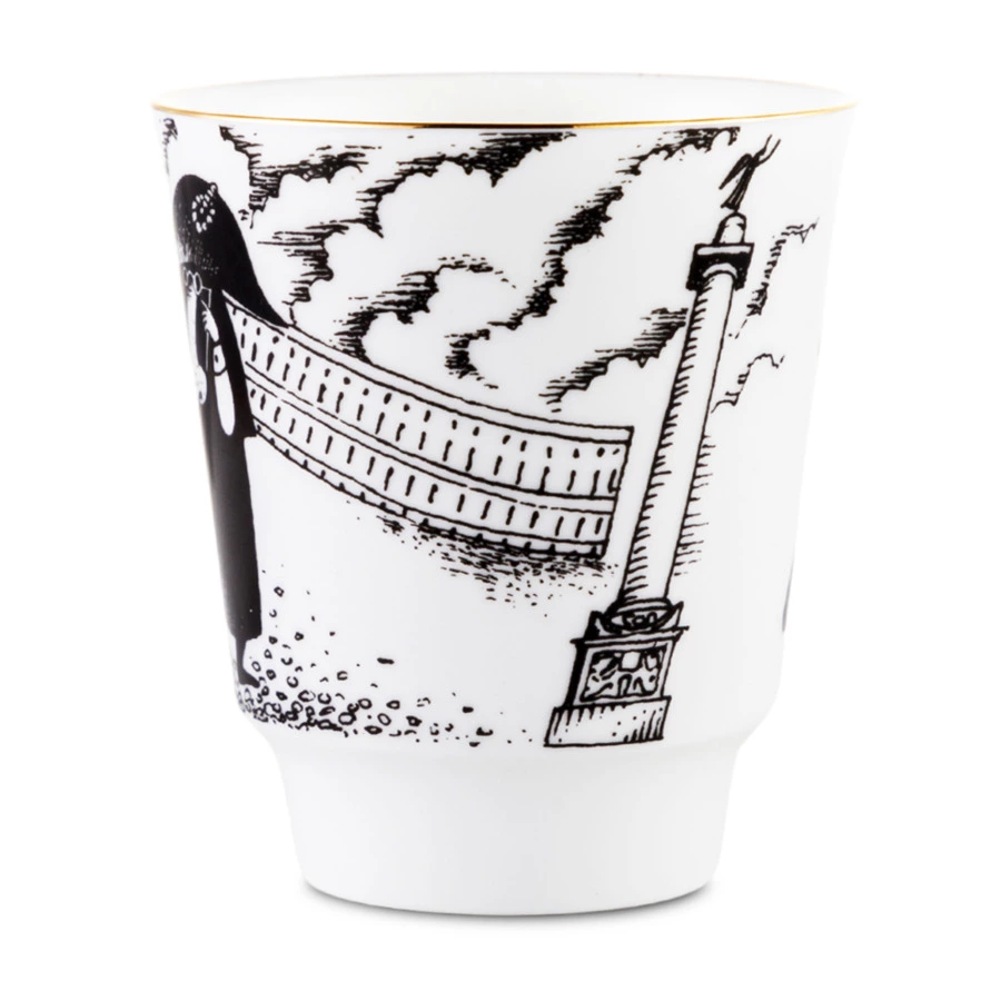 Чашка кофейная с блюдцем ИФЗ Майская Русские писатели Гоголь 165 мл, фарфор костяной