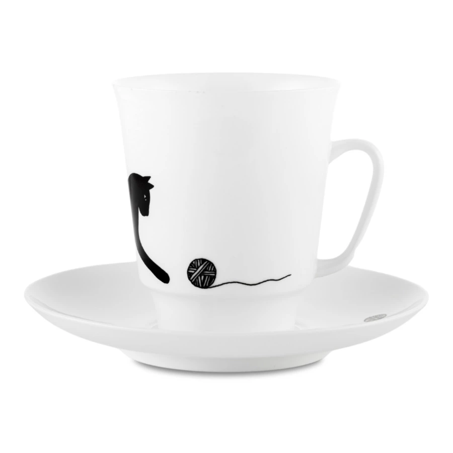 Чашка с блюдцем ИФЗ Майская Веселый клубочек 165 мл, фарфор костяной