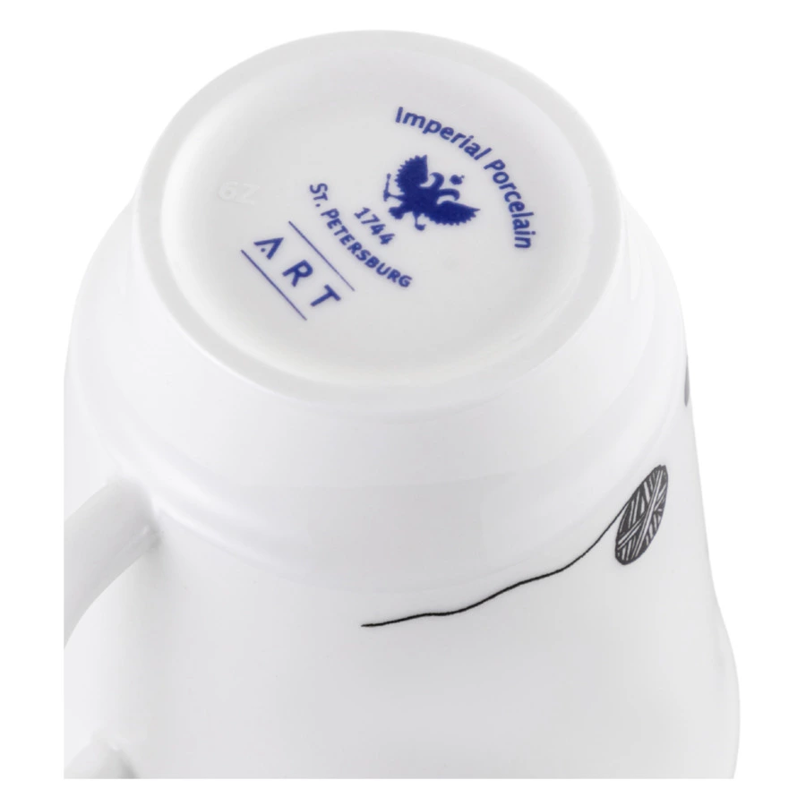 Чашка с блюдцем ИФЗ Майская Веселый клубочек 165 мл, фарфор костяной