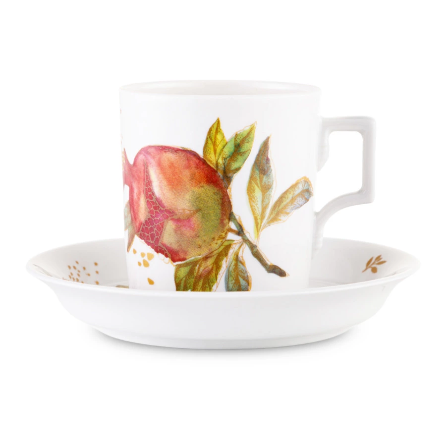 Чашка чайная с блюдцем ИФЗ Гербовая Гранаты 230 мл, фарфор твердый