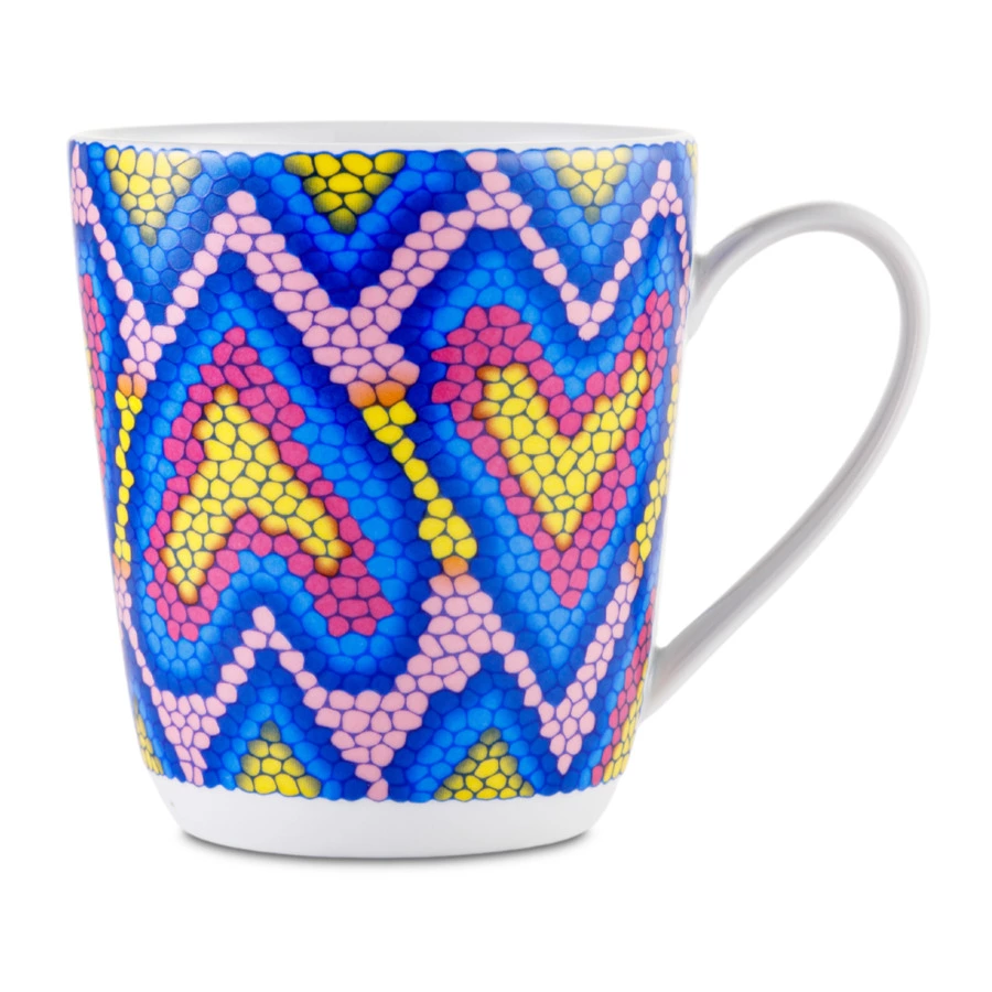 Чашка чайная с блюдцем ИФЗ Колокол Боа радужный 300 мл, фарфор твердый