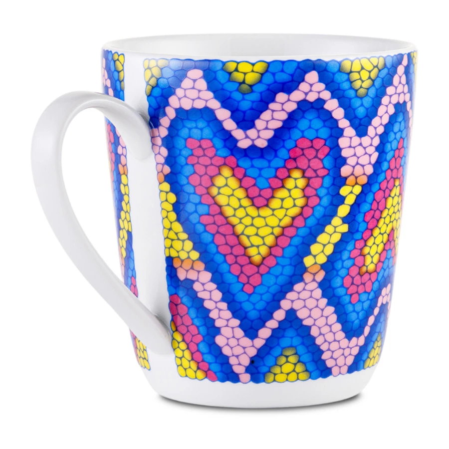 Чашка чайная с блюдцем ИФЗ Колокол Боа радужный 300 мл, фарфор твердый