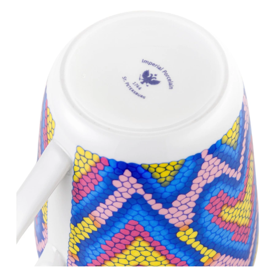 Чашка чайная с блюдцем ИФЗ Колокол Боа радужный 300 мл, фарфор твердый