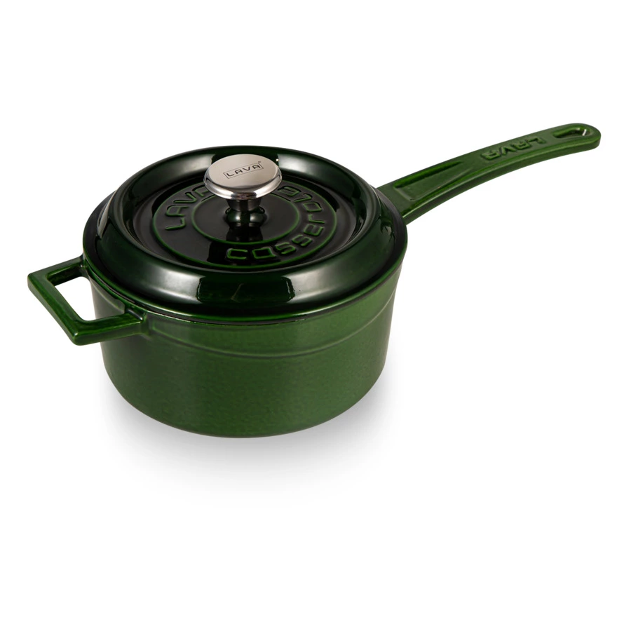 Ковш LAVA d16 см, 1,3 л, чугунный, зеленая