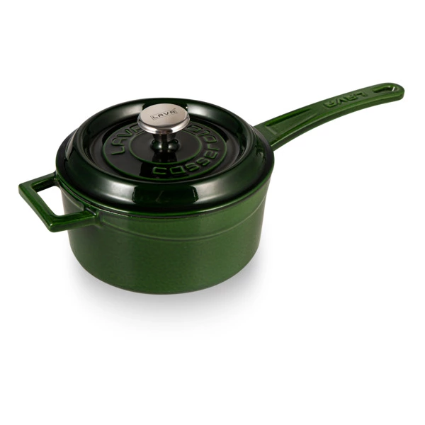 Ковш LAVA d16 см, 1,3 л, чугунный, зеленая