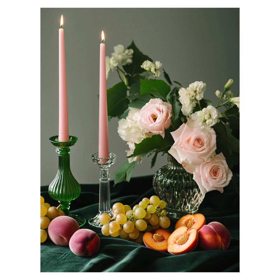 Набор интерьерных свечей Enosens Бегущая по волнам 45 см, 2 шт, розовый лепесток