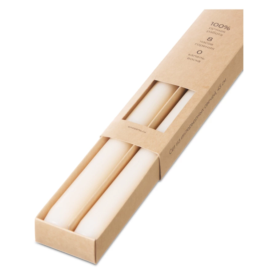 Набор интерьерных свечей Enosens Разговоры по душам 45 см, 2 шт, кремовый