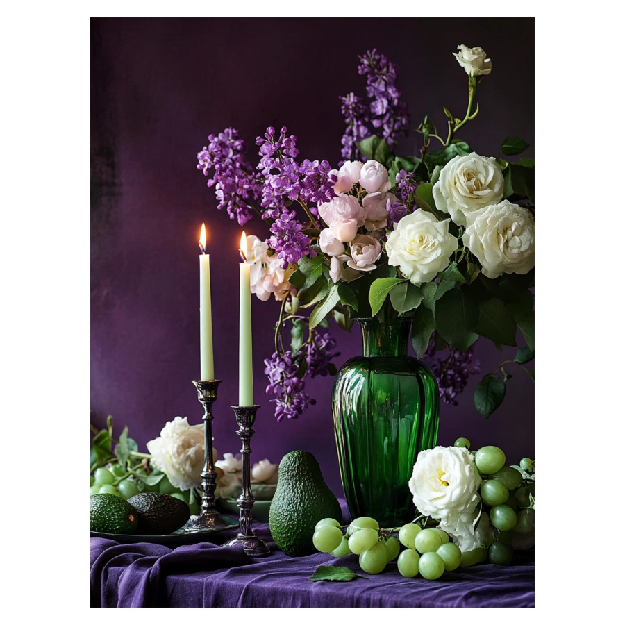 Набор интерьерных свечей Enosens Жизнь прекрасна 45 см, 2 шт, зеленое яблоко