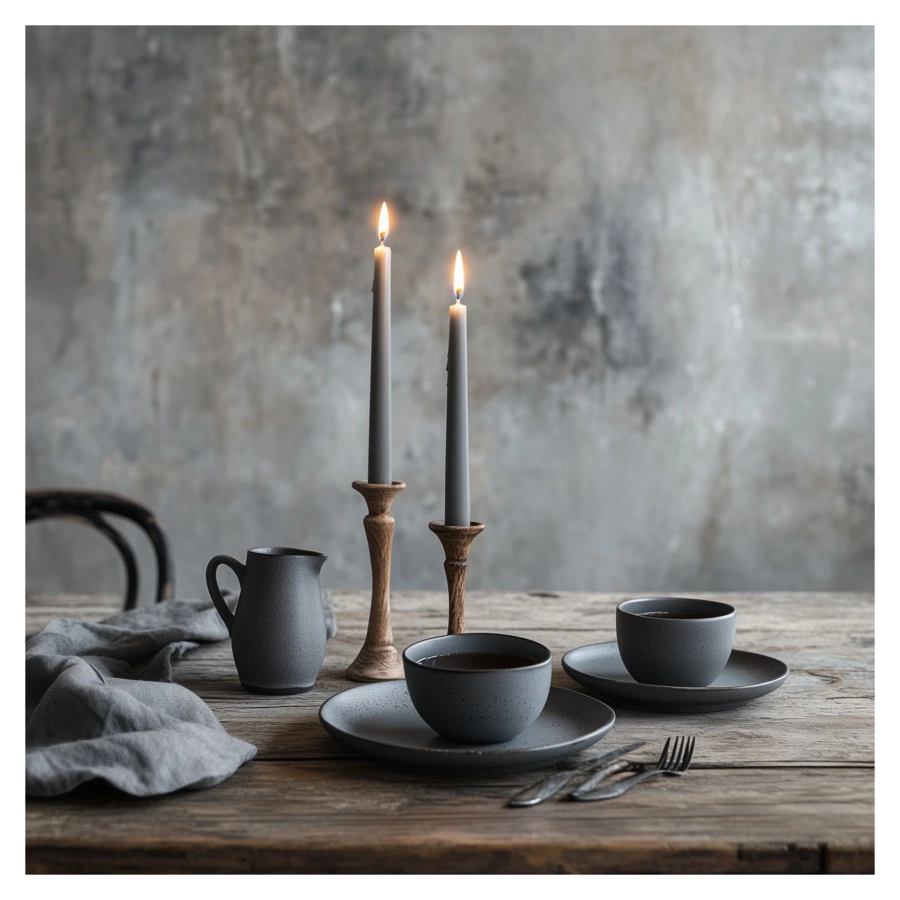 Набор интерьерных свечей Enosens Двое из ларца 45 см, 2 шт, бетон