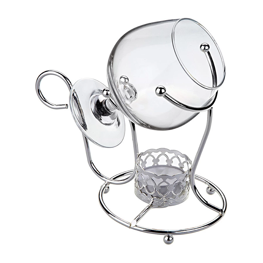 Набор для подогрева бренди Queen Anne 17 см, стекло, сталь, посеребрение