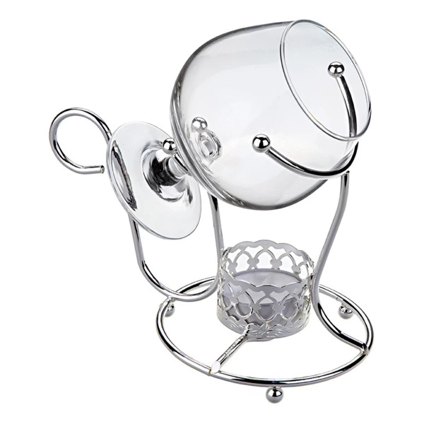 Набор для подогрева бренди Queen Anne 17 см, стекло, сталь, посеребрение