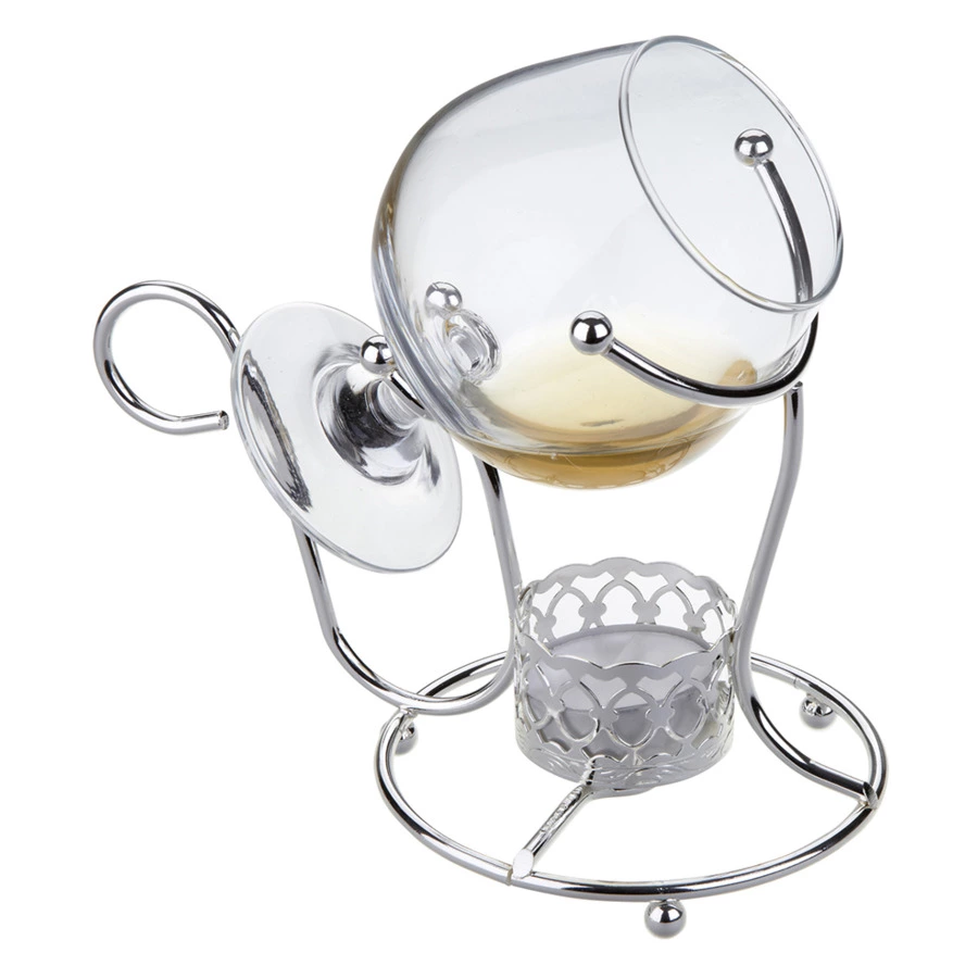 Набор для подогрева бренди Queen Anne 17 см, стекло, сталь, посеребрение