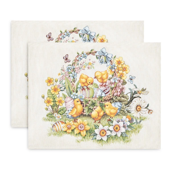 Набор салфеток подстановочных Decor de table Цыплята и фиалки 40х50см, 2 шт, гобелен