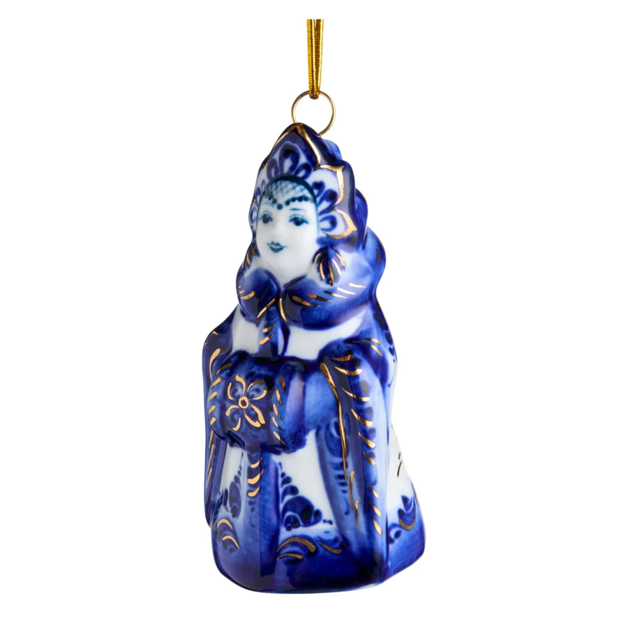 Игрушка елочная Лефортовский фарфор Снегурочка кобальт 4,5х4,5х9 см, фарфор, ручная работа, п/к