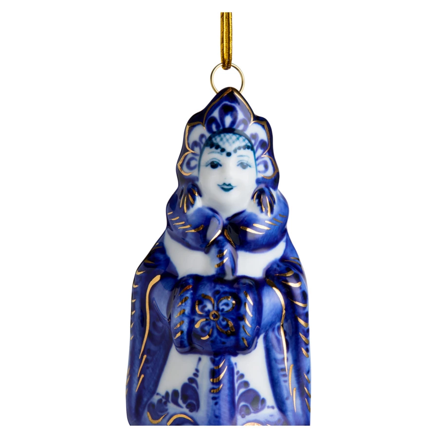 Игрушка елочная Лефортовский фарфор Снегурочка кобальт 4,5х4,5х9 см, фарфор, ручная работа, п/к
