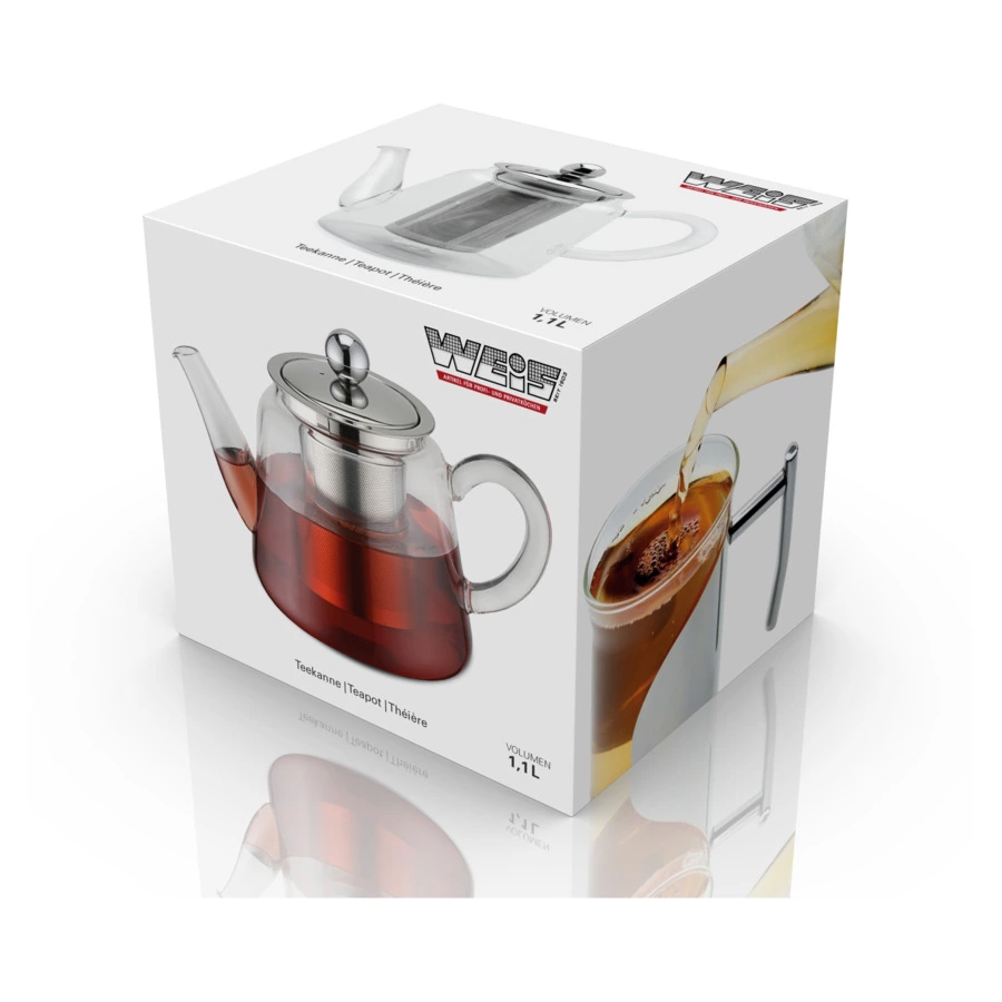 Чайник заварочный с фильтром Weis 1,1 л, стекло боросиликатное