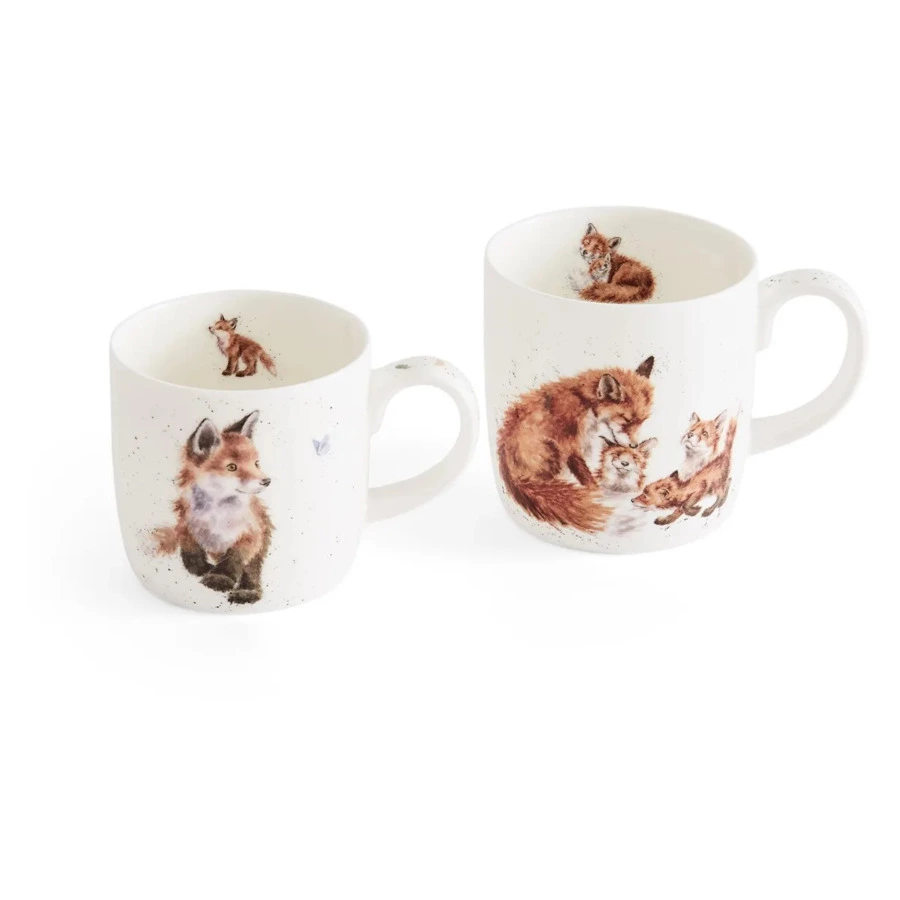 Набор кружек Royal Worcester Забавная фауна Родитель и ребенок Лисички 310 мл, 2 шт, фарфор костяной