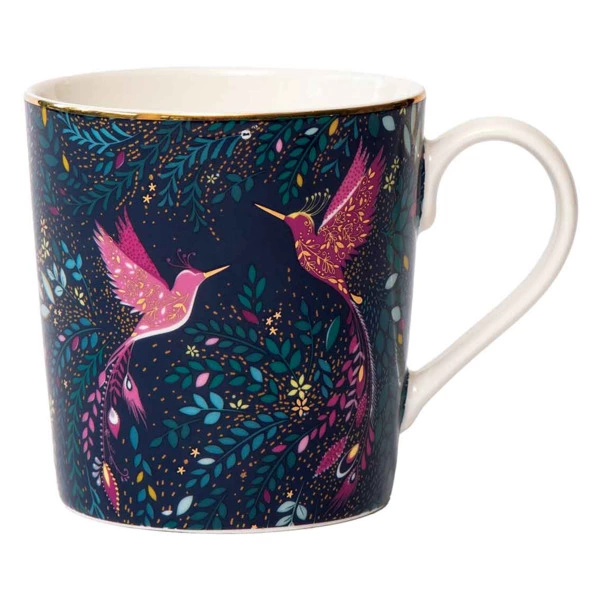 Кружка Portmeirion Сара Миллер Райская птичка-колибри 340 мл, фарфор, темно-синяя