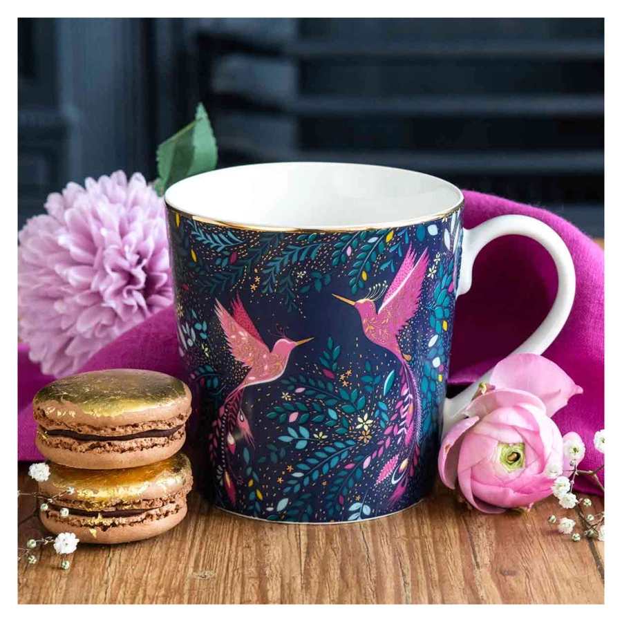 Кружка Portmeirion Сара Миллер Райская птичка-колибри 340 мл, фарфор, темно-синяя