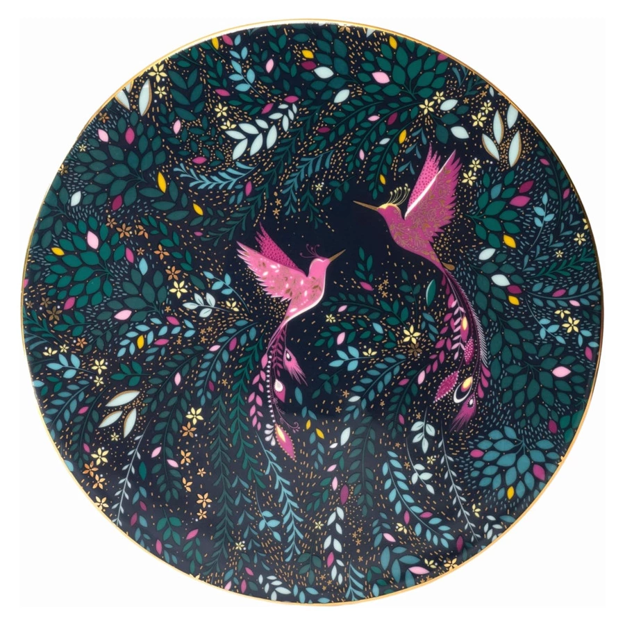 Тарелка закусочная Portmeirion Сара Миллер Райская птичка-колибри 22,8 см, фарфор, темно-синяя