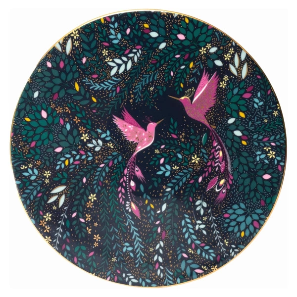 Тарелка закусочная Portmeirion Сара Миллер Райская птичка-колибри 22,8 см, фарфор, темно-синяя