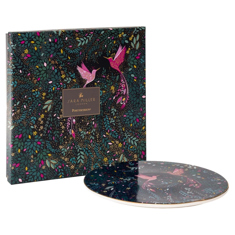 Тарелка закусочная Portmeirion Сара Миллер Райская птичка-колибри 22,8 см, фарфор, темно-синяя