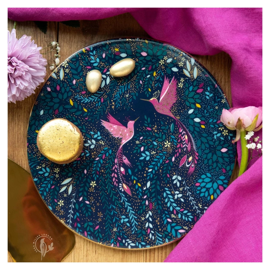 Тарелка закусочная Portmeirion Сара Миллер Райская птичка-колибри 22,8 см, фарфор, темно-синяя