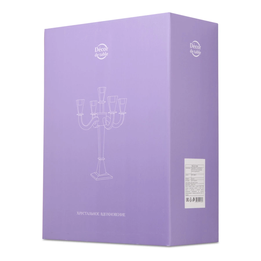 Канделябр на 5 свечей Decor de table Хрустальное вдохновение 33х43 см, хрусталь бессвинцовый, п/к