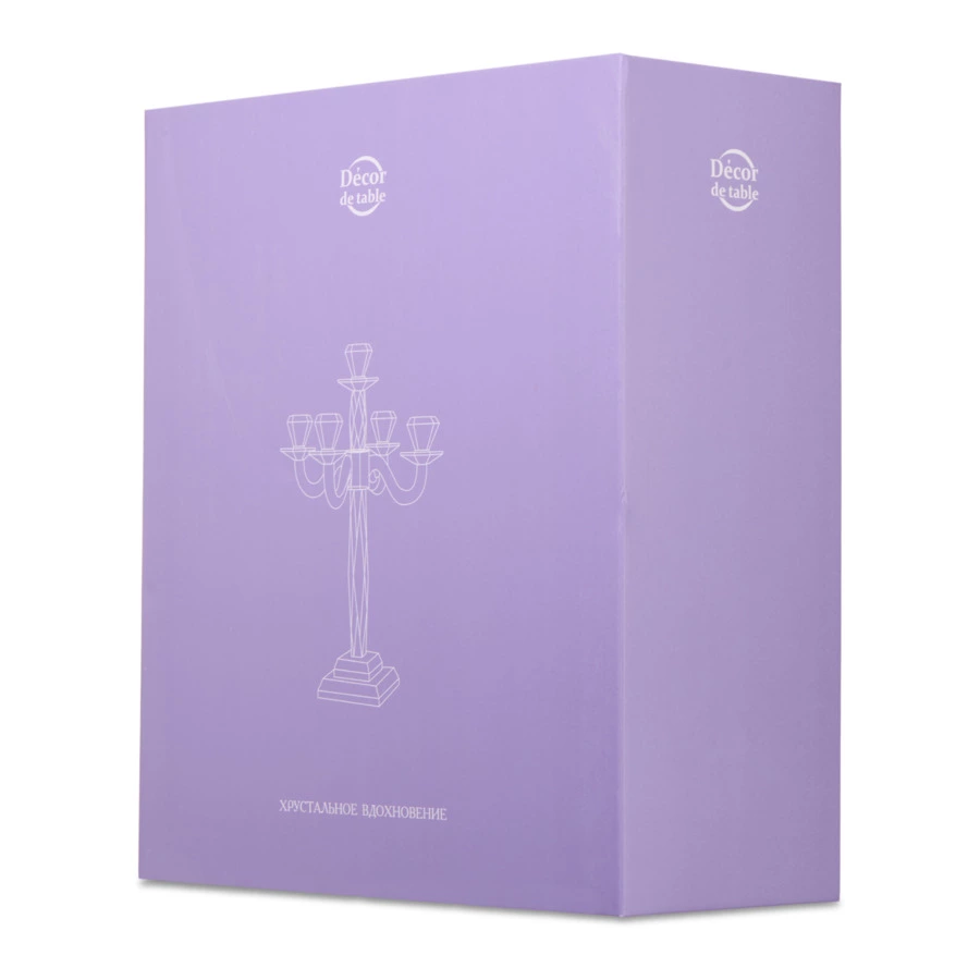 Канделябр на 5 свечей Decor de table Хрустальное вдохновение 43 см, хрусталь, п/к