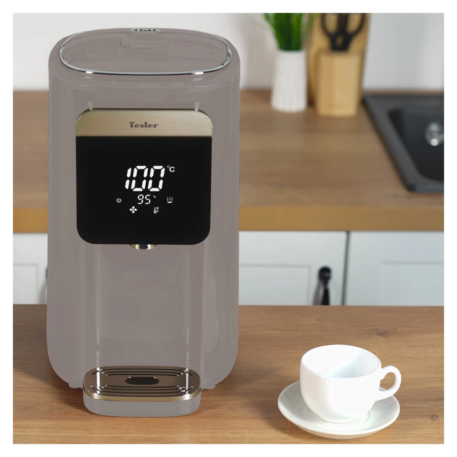 Термопот TESLER Margherita TP-5045 SAND GREY на 5 л, 1200 Вт, LED-дисплей, 33х26х43 см, пластик, сер