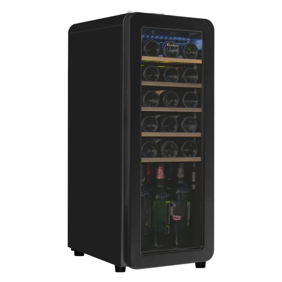 Винный шкаф на 24 бутылки TESLER CWC-248 BLACK 36,6x47,6х92,8 см, 1 зона, от +5°C до +20°C