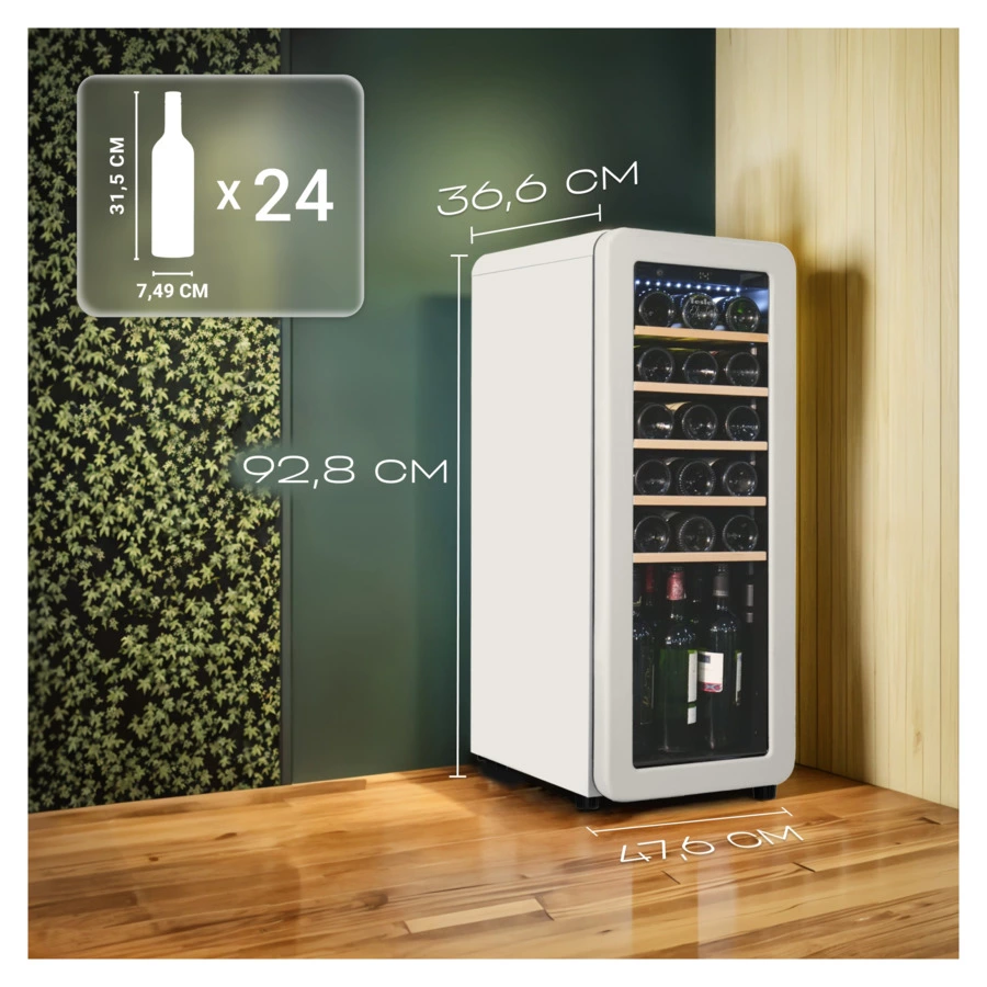 Винный шкаф на 24 бутылки TESLER CWC-248 IVORY 36,6x47,6х92,8 см, 1 зона, от +5°C до +20°C