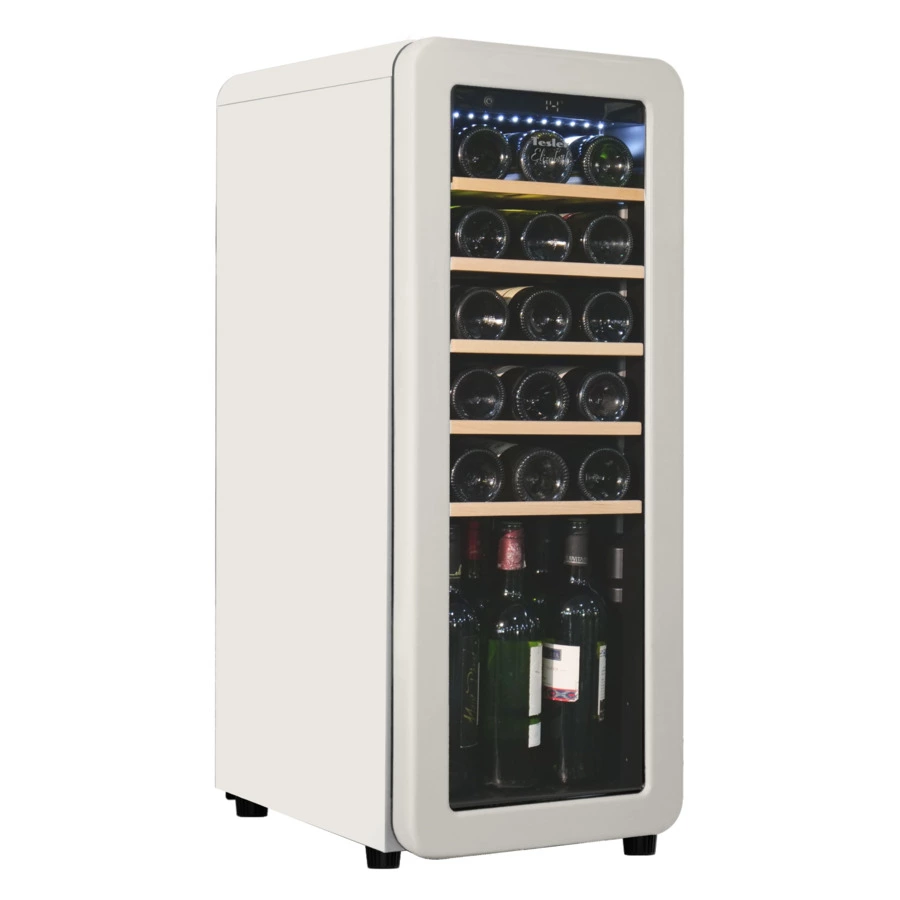 Винный шкаф на 24 бутылки TESLER CWC-248 IVORY 36,6x47,6х92,8 см, 1 зона, от +5°C до +20°C