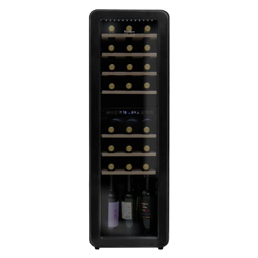 Винный шкаф на 30 бутылок TESLER CWC-248 BLACK 36,6x47,6х120,5 см, 2 зоны, от +5°C до +20°C