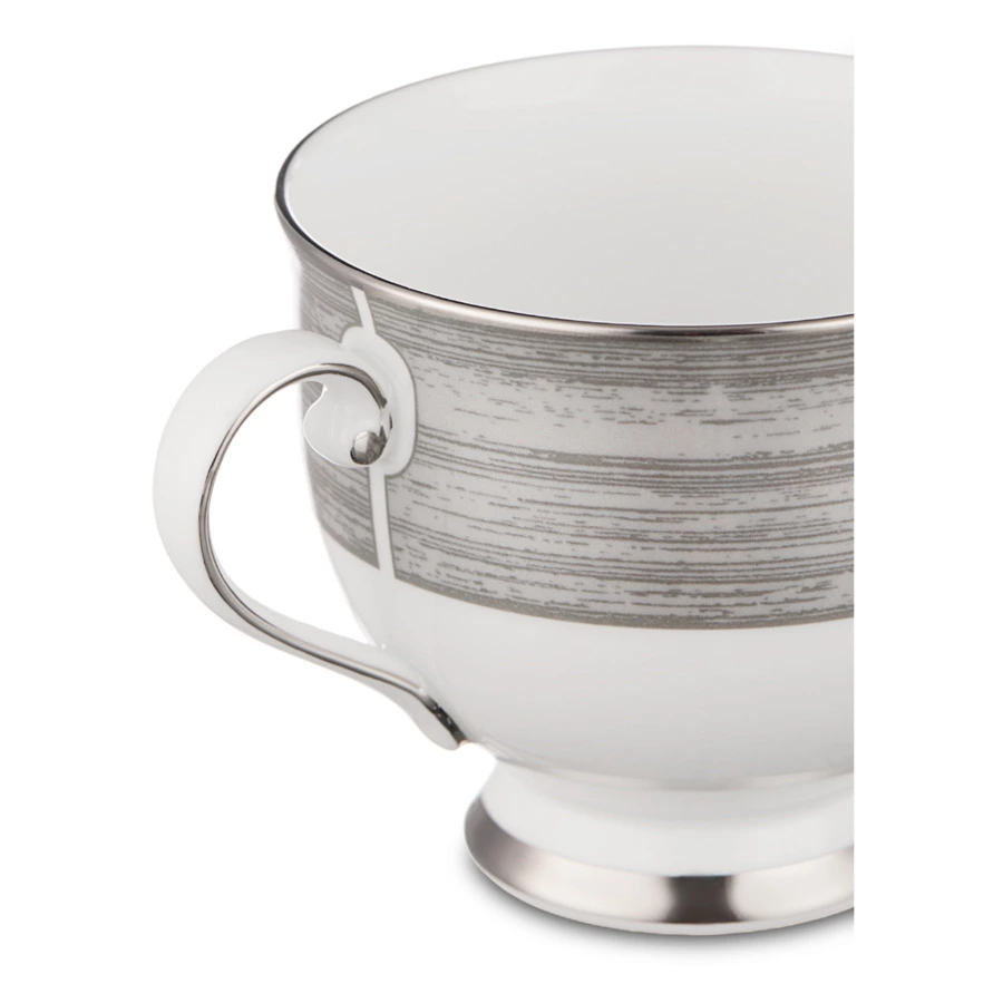 Чашка чайная с блюдцем Narumi Платиновый дуэт 270 мл, фарфор костяной