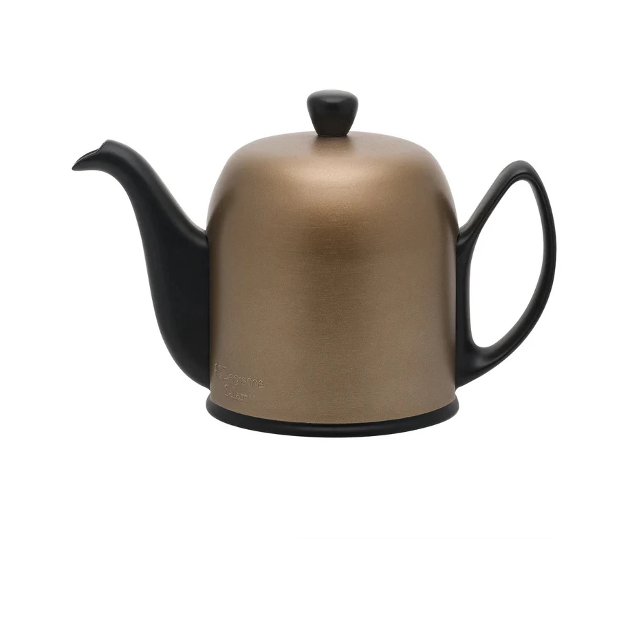 Чайник заварочный Degrenne Salam 900 мл на 6 чашек, черный с бронзовой крышкой, фарфор, алюминий